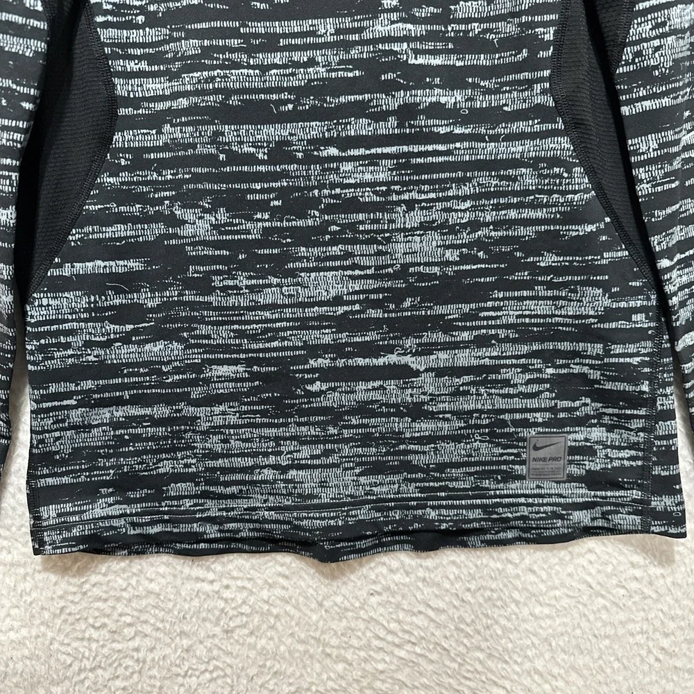 Nike Pro Dri Fit Size S Fitted Long Sleeve Athletic Gym Shirt Heather Black/Gray